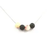 Bijoux Steine und Mineralien. Halskette mit Wassermelonen-Tourmalin-Perlen + 8 mm Lava-Kette aus Edelstahl.