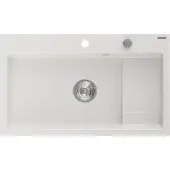 Mexen Omar Granitspüle 1-Kammer 800 x 480 mm, weiß, Chrom-Siphon - 6520801005-20