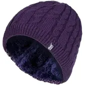 Heat Holder Damen gerippt Kabel stricken Fleece gefüttert Thermal gestrickt Beanie Hut