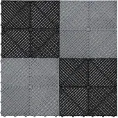MonsterShop Belüftete Garagenbodenfliesen mit Kanten – 120 Schwarz und 120 Grau