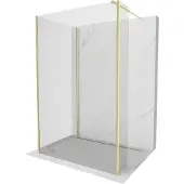 Mexen Kioto Duschwand Walk-In 3-teilig, 110x110x40 cm, Gold gebürstet
