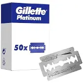 Gillette Double Edge Platinum Sicherheitsrasierklingen für Männer - Edelstahl-Nachfüllklingen, 50 Stück