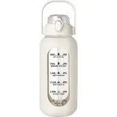 Tlily 64Oz Glaswasserflaschen mit Strohhalm, Flasche weiß