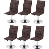 Mendler 6er-Set Esszimmerstuhl MCW-C41, Stuhl Küchenstuhl, höhenverstellbar drehbar, Stoff/Textil MVG vintage dunkelbraun