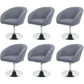 Mendler 6er-Set Esszimmerstuhl MCW-F19, Küchenstuhl Drehstuhl Loungesessel, drehbar höhenverstellbar Stoff/Textil dunkelgrau