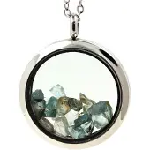 Bijoux Edelsteine und Mineralien. Roh-Zircon-Halskette. Medaillon-Modell 25 mm. Farbe Silber.