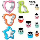 MaxPower 12-tlg. Sandwichformen-Set - Edelstahl Kinder Toast- und Keksformen, d