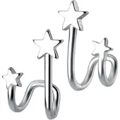 ABOOFAN 3Paare Silber Ohrstecker Stern Damen Schmuck Vielseitig