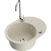 Mexen Kevin 1 Becken-Granitspüle mit Abtropffläche und Mischbatterie Telma, Beige - 6517-69-670200-00