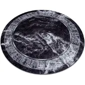 Rugsx MIRO 51199.807 Kreis Waschteppich Marmor, griechisch Anti-Rutsch - schwarz / weiß Kreis 160 cm
