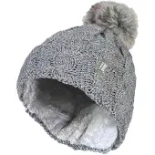 Heat Holder Wärmehalter - Damen Strickfleece gefütterte Thermo-Bommelmütze mit Pom Pom