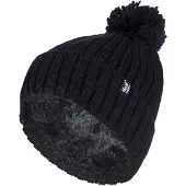 Heat Holder Ladies Ribbed Cuffed Thermal isoliert Winter Pom Pom Bommelmütze