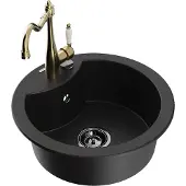 Mexen Diego 1-Becken-Granit-Spüle mit Mischbatterie Carla, Schwarz - 6512-77-670700-50-B