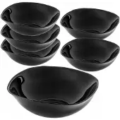 Kadax 6x Salatschüssel 19cm Glasschüsseln für Suppensnacks Set Schwarz