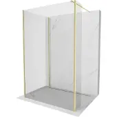 Mexen Kioto Walk-In Duschwand 3-teilig, Gold, 115x90x30 cm