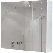 Mendler Spiegelschrank MCW-B19b, Badschrank Hängeschrank, 6 Regalböden hochglanz MVG- 70x80x16cm weiß