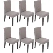 MCW 6er-Set Esszimmerstuhl Stuhl Küchenstuhl Littau Textil, grau, dunkle Beine