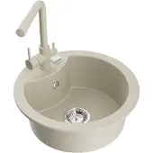 Mexen Diego 1-Becken-Granit-Spüle mit Mischbatterie Duero, Beige - 6512-69-671600-69