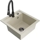 Mexen Vito 1-Becken-Granit-Spüle mit Mischbatterie Elia, Beige - 6503-69-670101-70