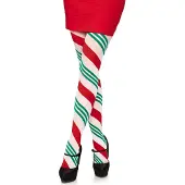 Leg avenue Holiday Strumpfhose mit Streifenmuster. Gr n/Rot