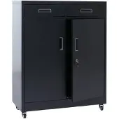 MCW Aktenschrank -O89, Stahlschrank Büroschrank, Rollen Türen Schubladen abschließbar Metall 116x90x40cm