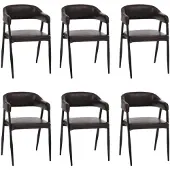 MCW 6er-Set Esszimmerstuhl MCW-P29, Küchenstuhl Lehnstuhl Polsterstuhl, Industrial Retro Vintage Kunstleder dunkelbraun