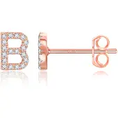 Cito-oral Ohrringe mit Buchstabe B für Mädchen, Zirkonia, Initialen-Ohrringe, Alphabet-Ohrring