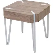 Mendler Couchtisch Genk H574, Beistelltisch, 52x50x50cm Eiche, helle Metall-Füße