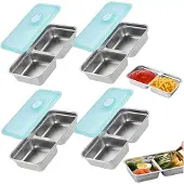 Torribaly 4 stücke Snack Container, Edelstahl Doppel Fach Container wi