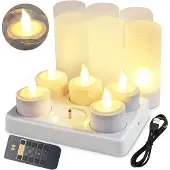 Torribaly Flammenlose Kerzen mit Fernbedienungstimer und Ladestation, 6 Stück USB