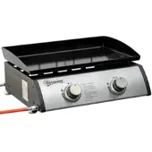 STILVORA Gasgrill Stahl silber 48,5x46x21 cm, 2 Brenner, Antihaft-Platte
