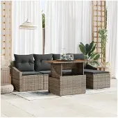 vidaXL Gartensofa-set 6 Stk. Grau und Braun