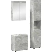 vidaXL Badezimmermöbel-Set TULUM 3 stk. Beton Grau 60 x 34 x 63 cm