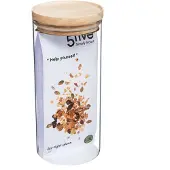 5five Simply Smart Einmachglas Hermet, Vorratsglas, Glas, Gummibaumholz, Transparent, 1.3 L, 135028