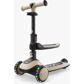 Kinderkraft HALLEY 2 – 2-in-1 Balance-Kinderroller mit Sitz 25–33 cm, höhenverstellbar, LED-Räder, klappbar, 4 Lenkerhöhen, Weiß