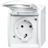 ABB 2083-0-0831, CEE 7/3, 2P+E, Weiß, IP44, 250 V, 16 A