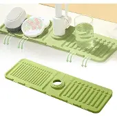 Famanu Abtropfmat Wasserkran-Schutz - Abtropfschale - Küchenorganizer - Universell - Grün