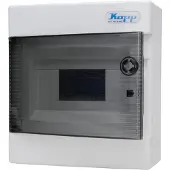 Kopp Aufputz-Verteilerkasten N8C, IP40, mit Tür, 1-reihig, 8 Pole
