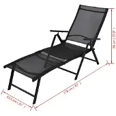 vidaXL Sonnenliege Klappbar Aluminium Schwarz