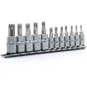 YATO YT-04331, 12 Stück(e), Torx, 10 IPR, 15 IPR, TX20, TX25, TX27, TX30, TX40, TX45, TX50, 9.5 mm, Stahl, 25,4 / 4 mm (1 / 4")