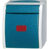 Busch-Jaeger 2601/6SKW-53 Wippkontrollschalter Aus- und Wechselschaltung, grau/blaugrün 2CKA001085A1607 26016SKW53
