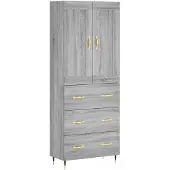 vidaXL Highboard Grau Sonoma 69,5x34x180 cm Holzwerkstoff