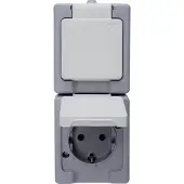 Kopp 130348009, Typ F, CEE 7/4, 2P, Grau, Weiß, Thermoplast, IP44