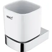 Nimco Nikau - Zahnbürstenbecher mit Halter, weiß Keramik / Chrom NK 30058K-26