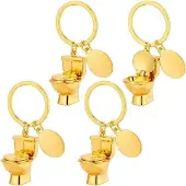 OEM Toilet-Sleutelhanger-Set aus Metall mit goldenen Mini-Modellen - Set von 4