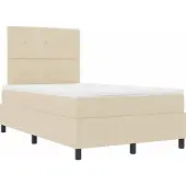 Syfax Boxspringbett mit Matratze mit LED Creme 120 x 200 cm Stoff