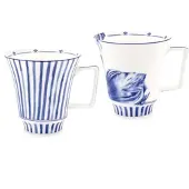 Heinen Delfts Blauw Heinen Delfter Blau - Becher 'Tulpe mit Streifen' (Groß, 2er Set)