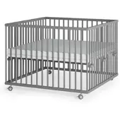 Sämann Laufgitter mit Matratze - grau - Premium Kollektion | Gr.: 100x100 cm