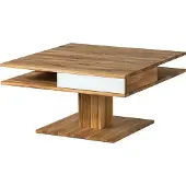 MASSIVMOEBEL24.DE Couchtisch Wildeiche 85x85x45 natur geölt / Glas weiß WIEN #100