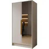 MargaretHadas24 Kleiderschrank Goya II 100 cm mit Spiegel (kaschmir, goldene Griffe)